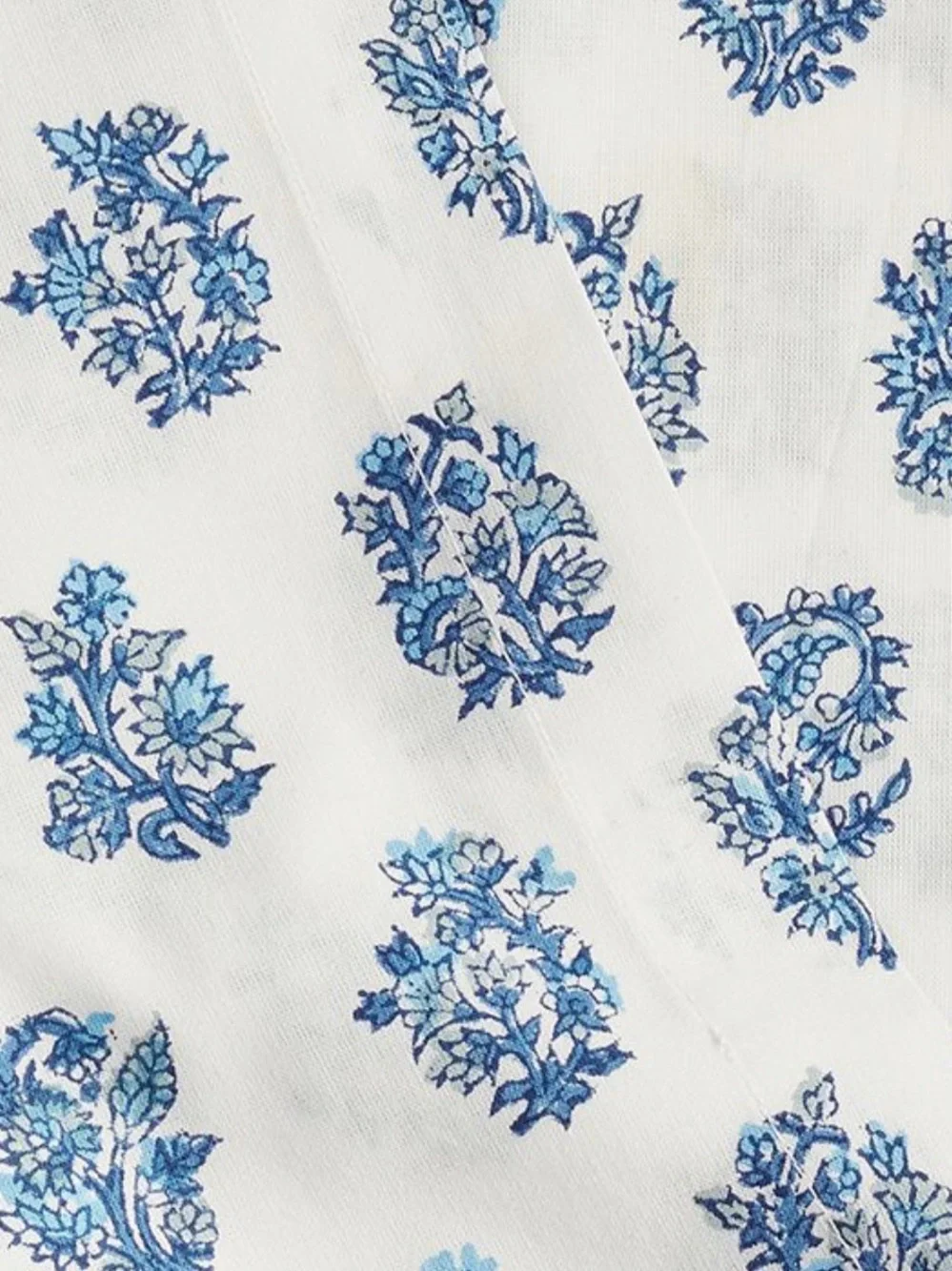 Pottery Barn EUC Block Print Tablecloth Sophia70X108 InchesBlue Multi